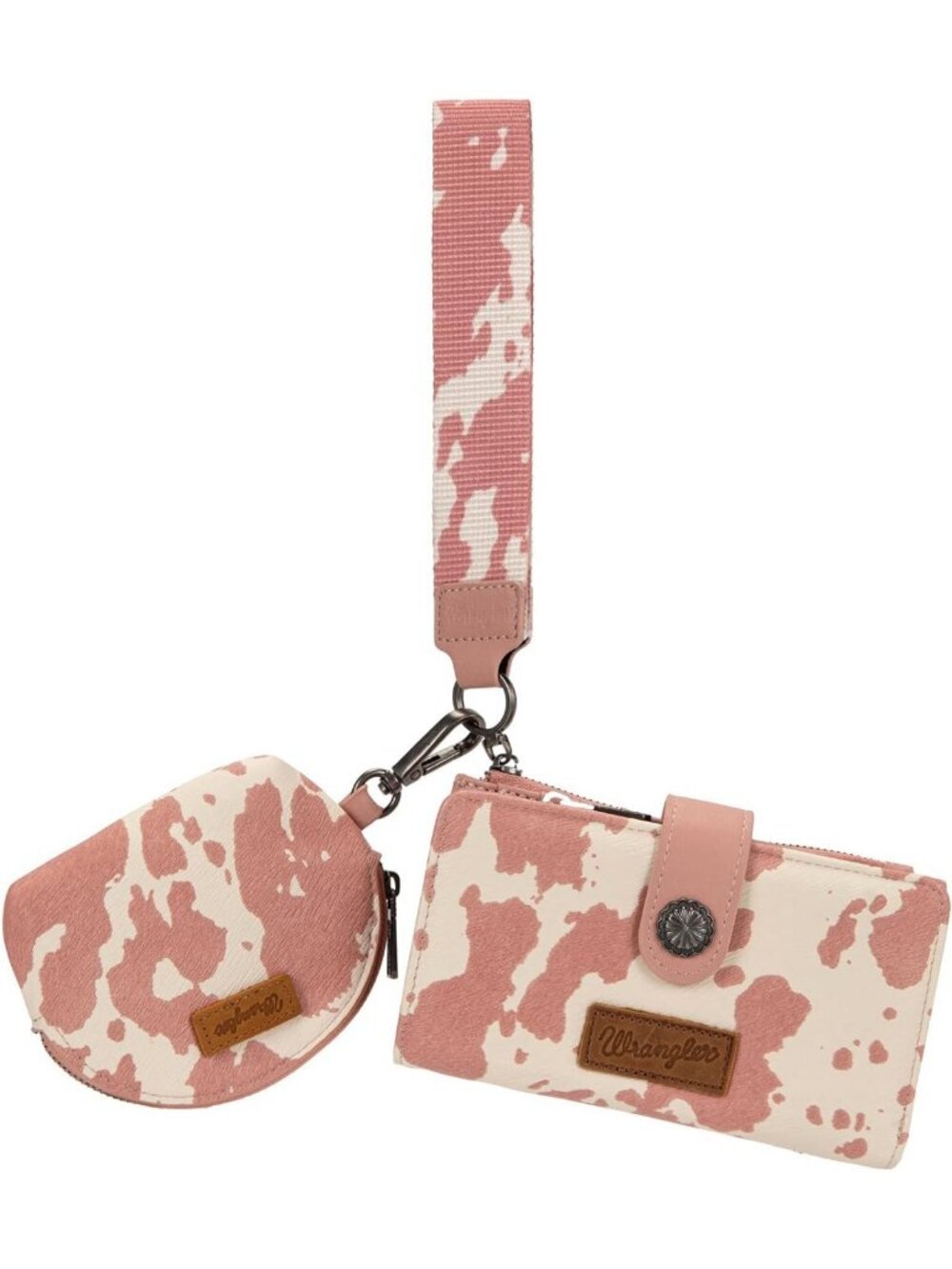 Western Cow Print Dual Pouch Wristlet Keychain Wallet for Women - Stylish